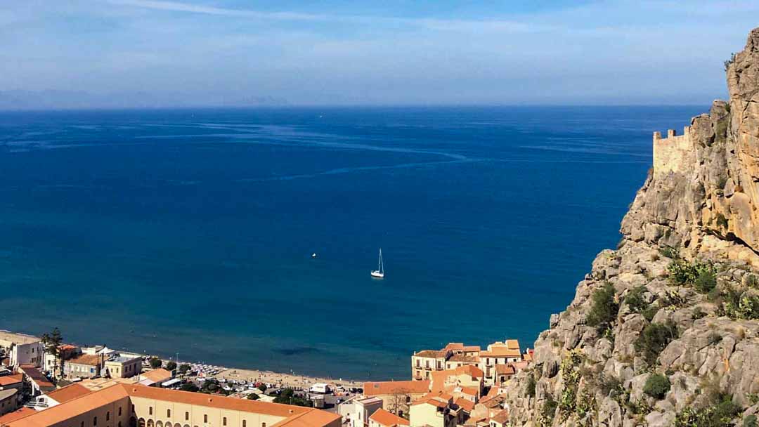 La Rocca view of Cefalu, and the Tyrennian Sea.