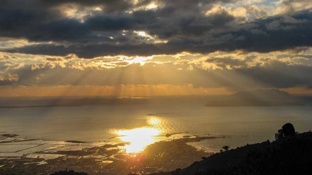 Sunset over Trapani and Erice, Sicily