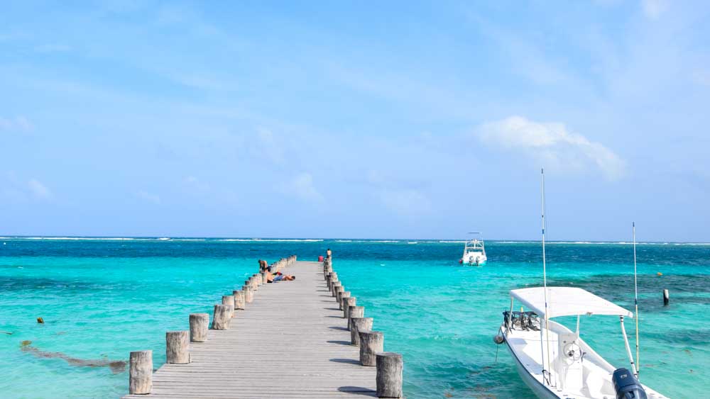 Boat dock next to Caribbean sea