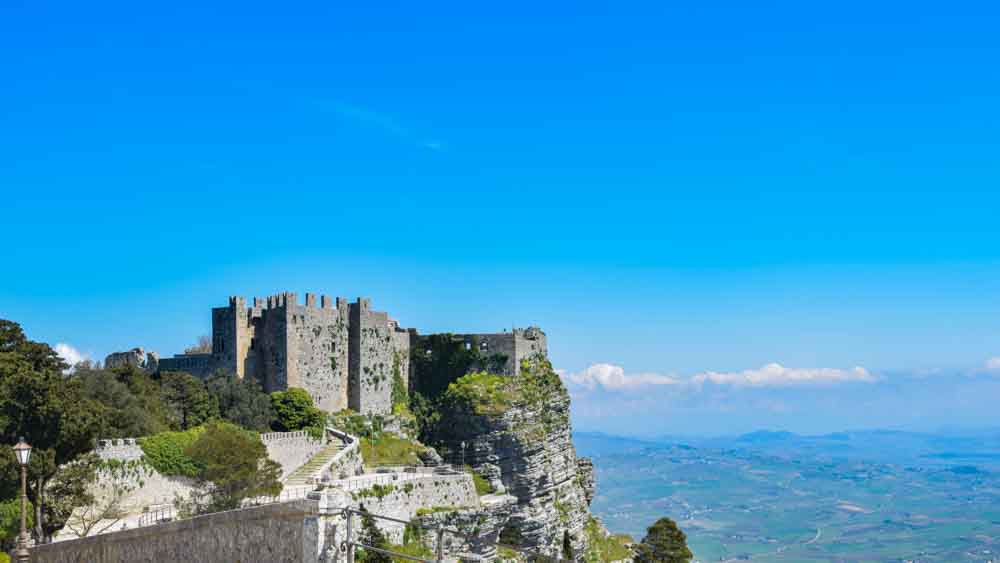 Temple of Venus in Erice, Sicily, on a mountain mountain-top.